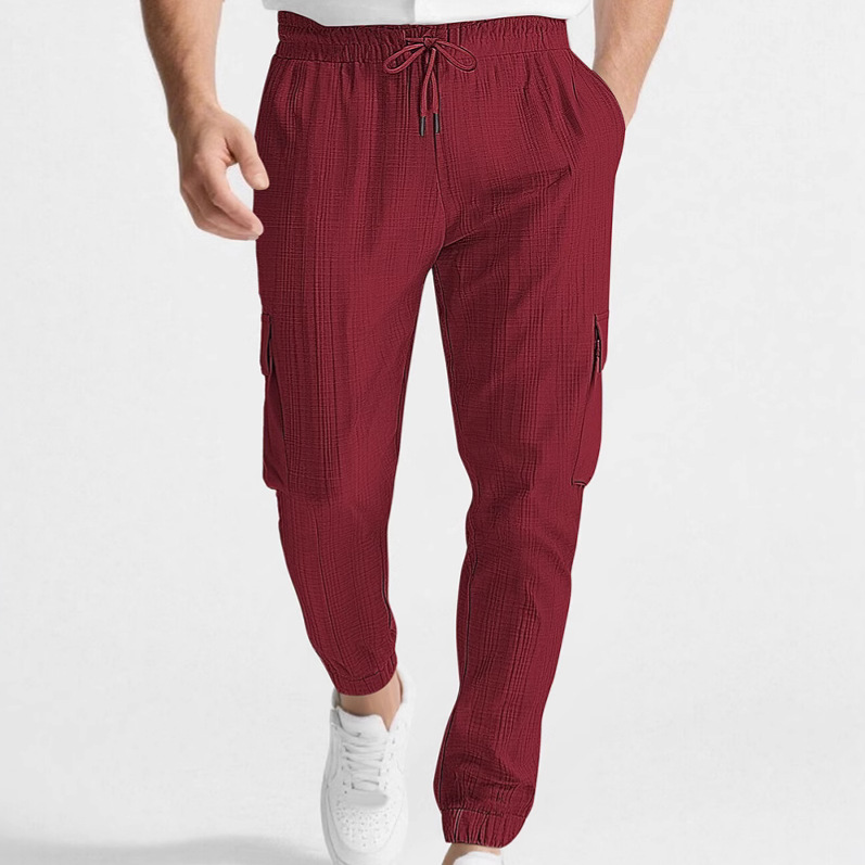 Linen Blend Men's Casual Cargo Pants - Lightweight Breathable NDF-00006