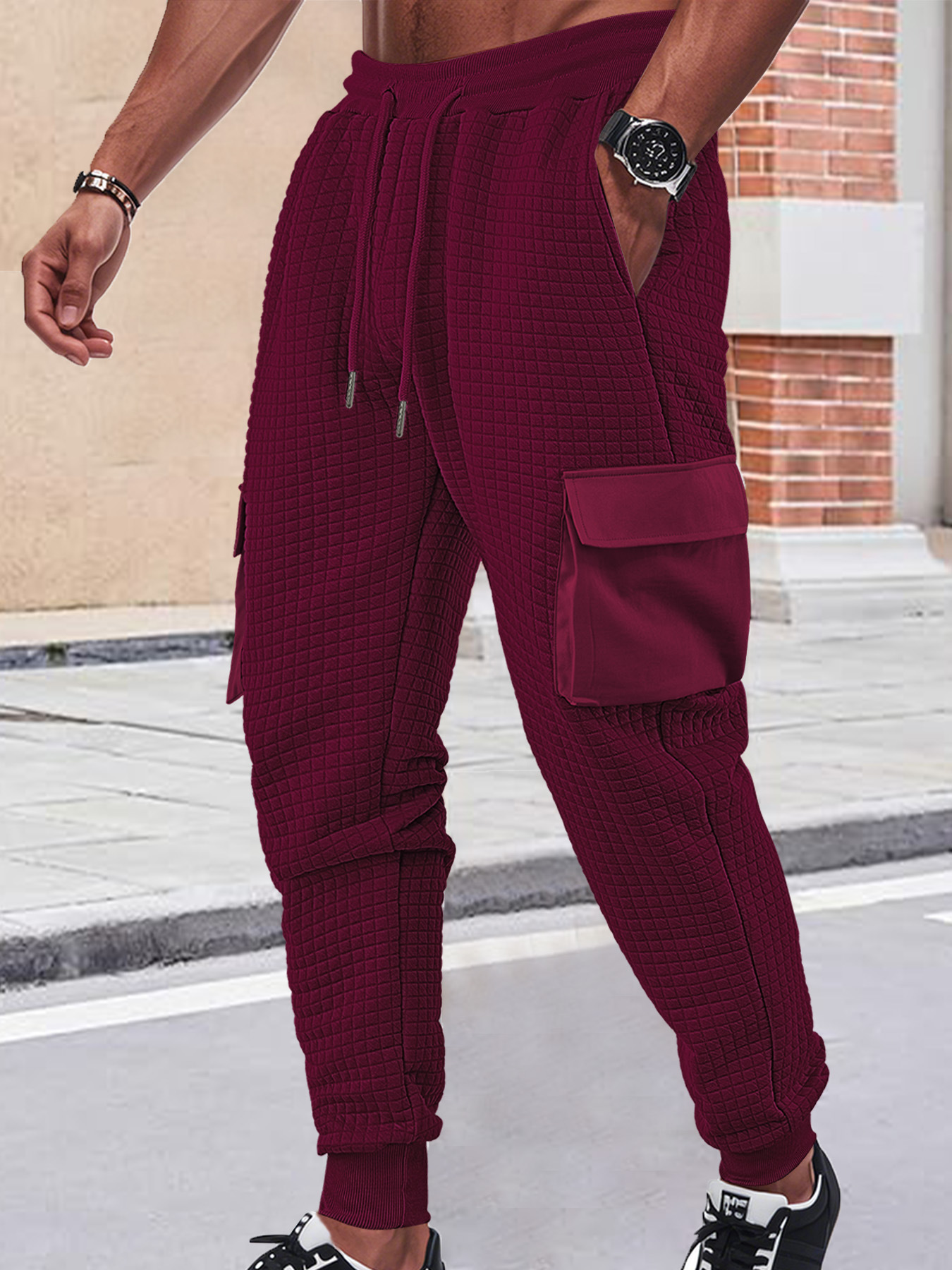 Carhartt-Style Men's Fleece Cargo Sweatpants Thick Stacked NDF-00007