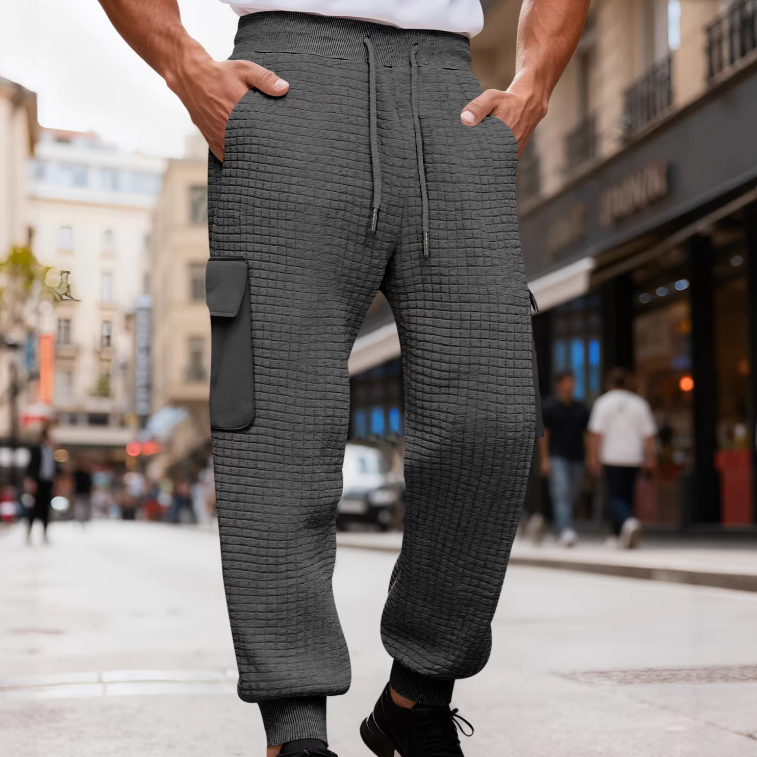Carhartt-Style Men's Fleece Cargo Sweatpants Thick Stacked NDF-00007