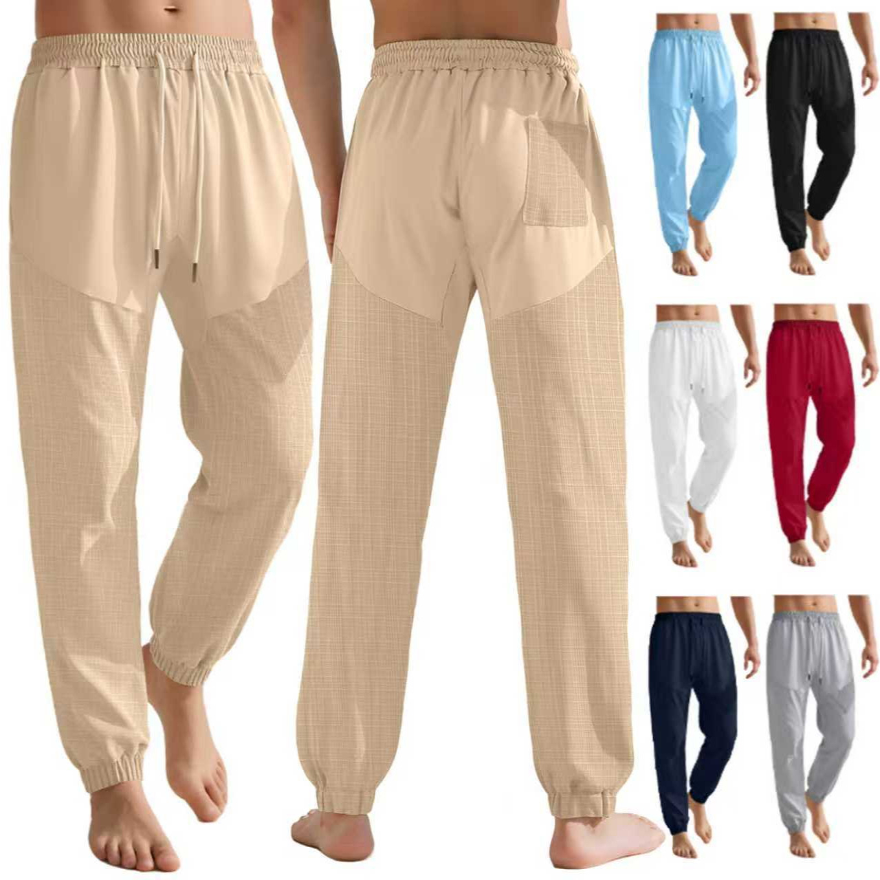 Linen Drawstring Pants Men's Summer Lightweight Breathable Casual NDF-00008