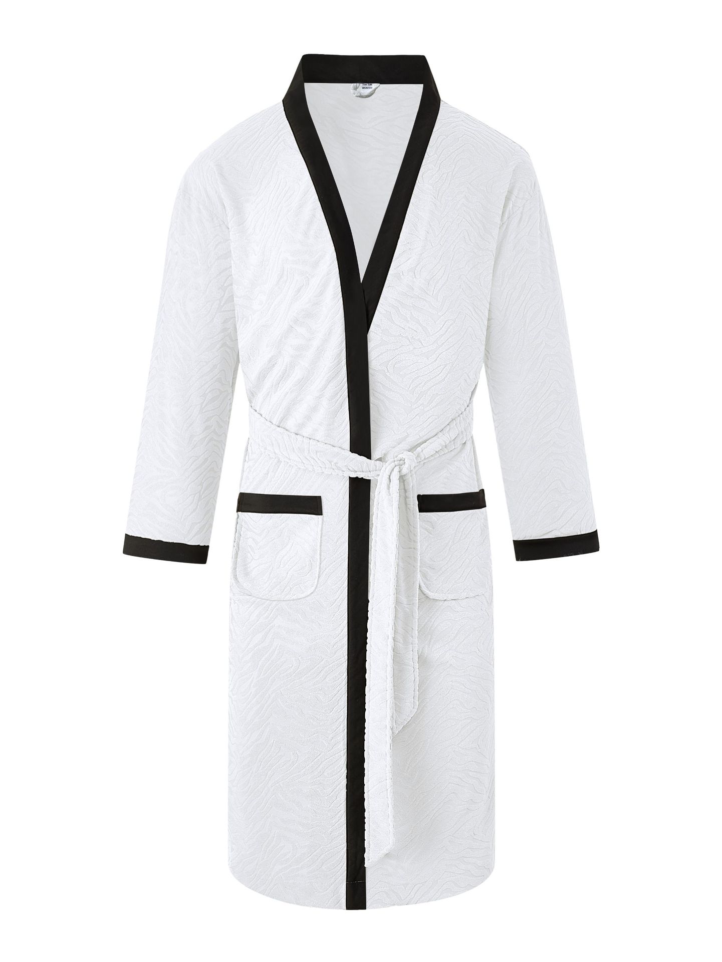 Men's Long Jacquard Bathrobe Soft Solid Color Sleep Robe NDF-00001