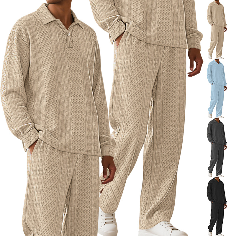Cotton Blend Men's Polo Tracksuit - Long Sleeve Leisure Set NDF-00027