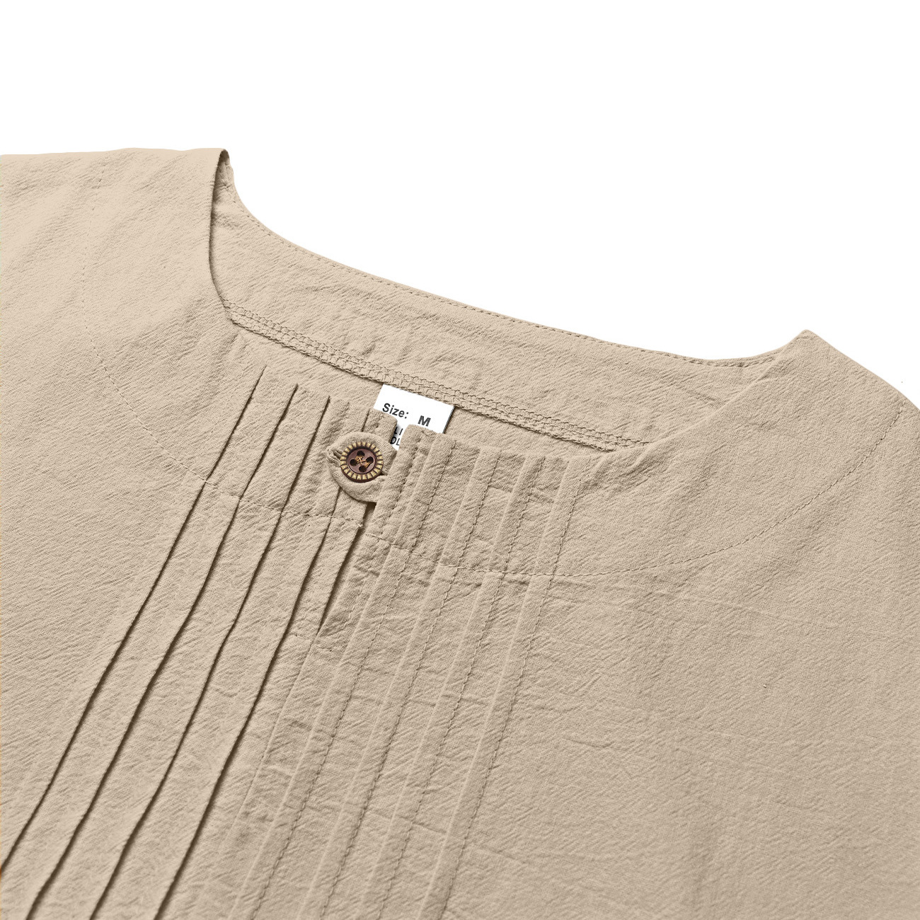 Cotton Linen Long Sleeve Crew Neck T-Shirt Loose Fit Pullover Top NDF-00030