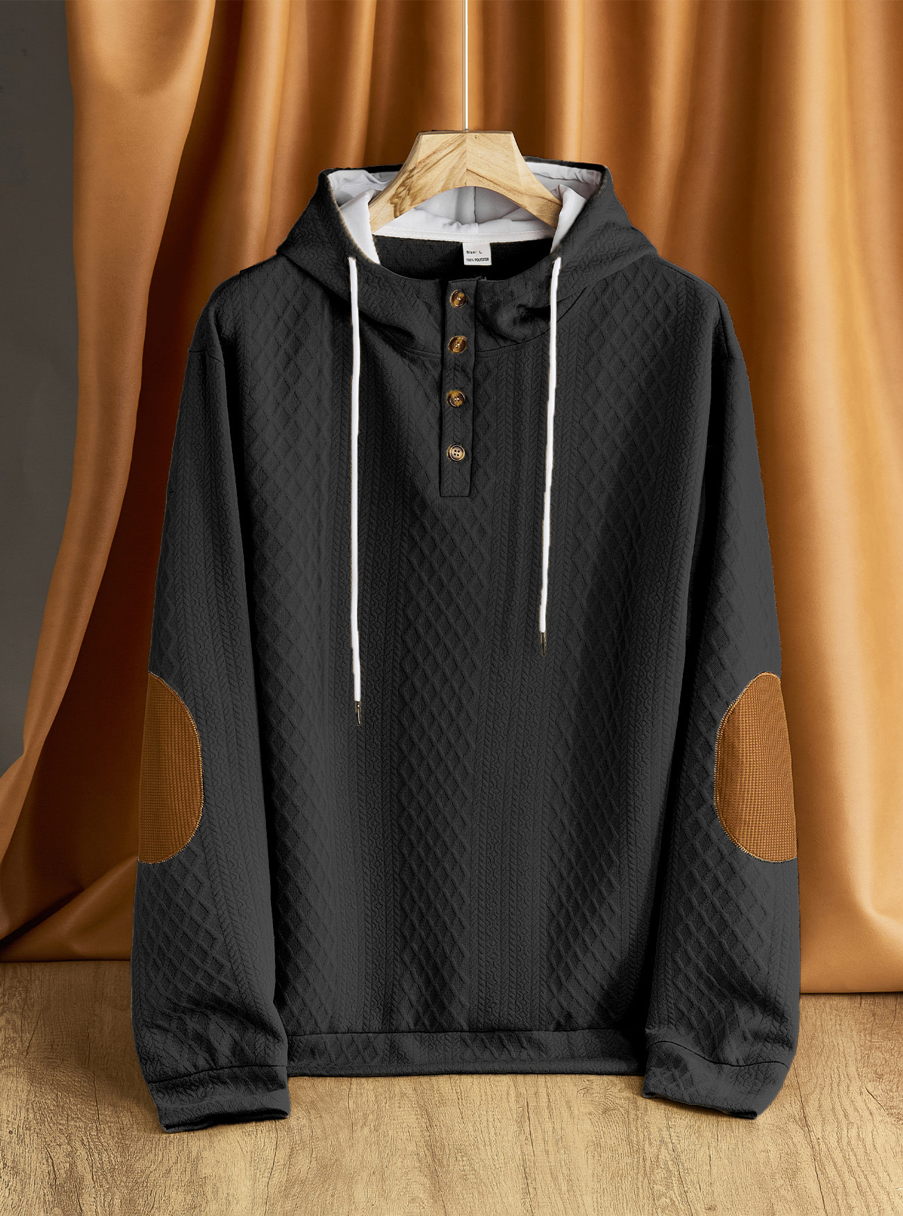 Men's Casual Embroidered Hoodie Pullover Sweater Fleece Thickened Winter NDF-00005