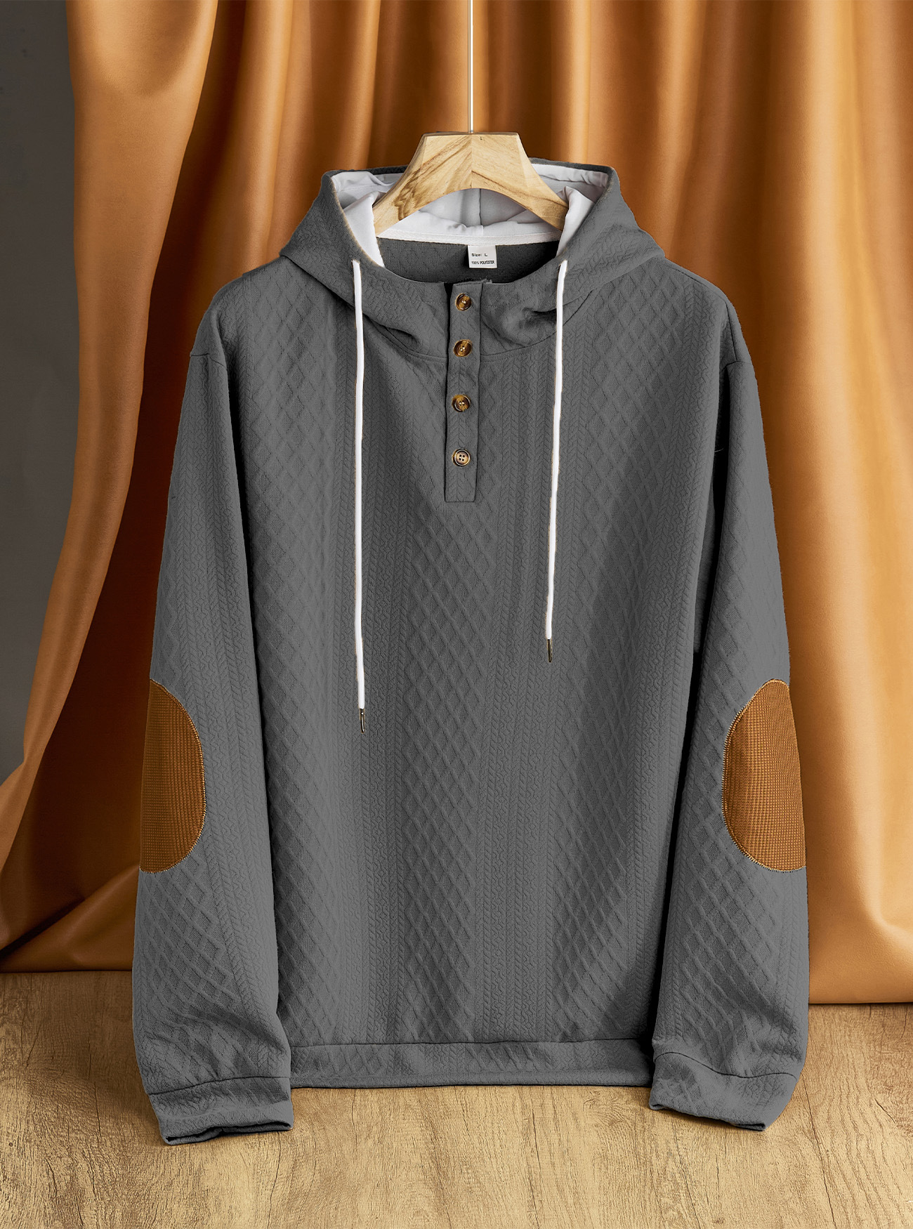 Men's Casual Embroidered Hoodie Pullover Sweater Fleece Thickened Winter NDF-00005