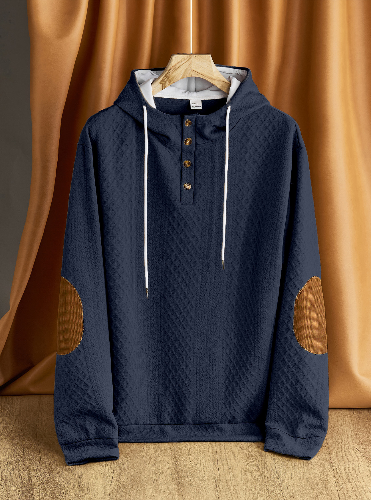 Men's Casual Embroidered Hoodie Pullover Sweater Fleece Thickened Winter NDF-00005