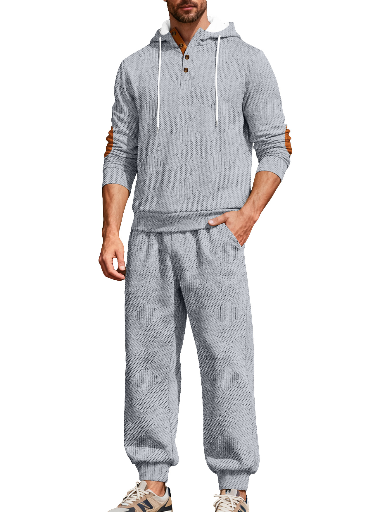 Conjunto de sudadera con capucha de polar para hombre - Ropa deportiva informal de moda urbana NDF-00035