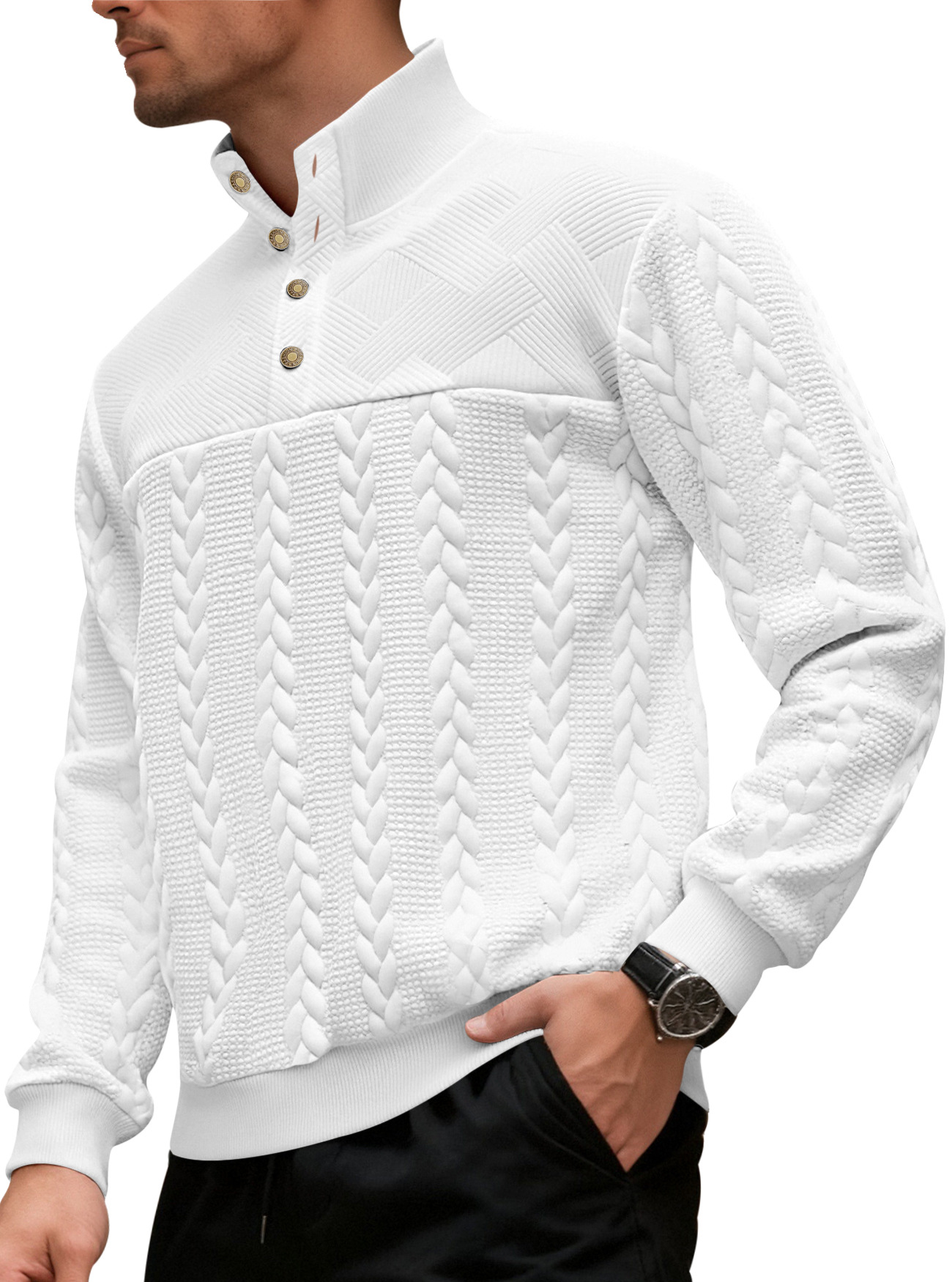 Knit Pullover Sweatshirt Long Sleeve Fall Top NDF-00007