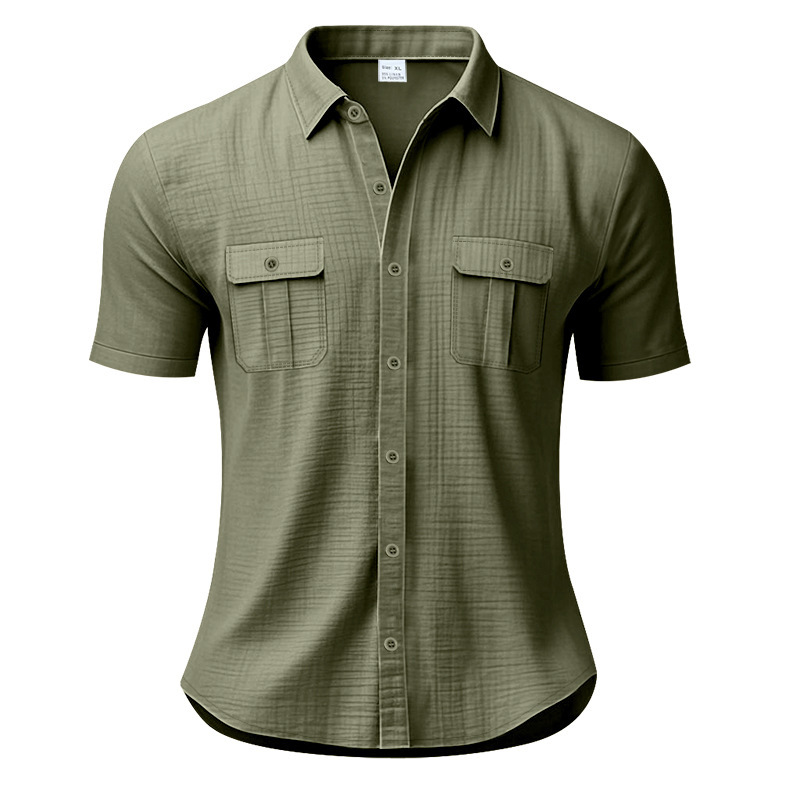 Linen Short Sleeve Shirt, Summer Casual Button Down for Men NDF-00037