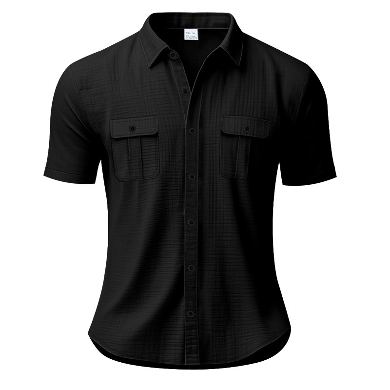 Linen Short Sleeve Shirt, Summer Casual Button Down for Men NDF-00037