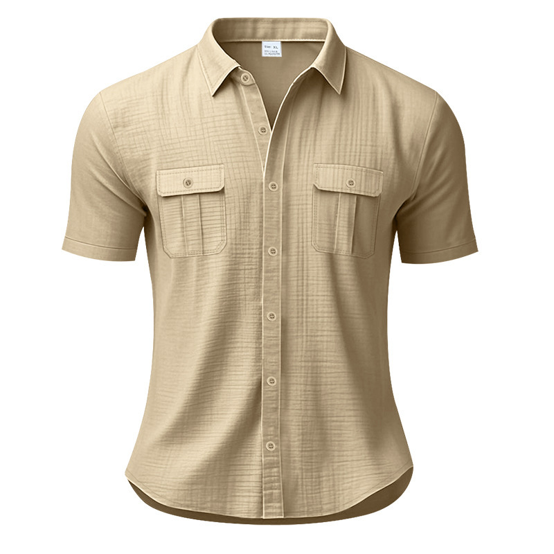Linen Short Sleeve Shirt, Summer Casual Button Down for Men NDF-00037