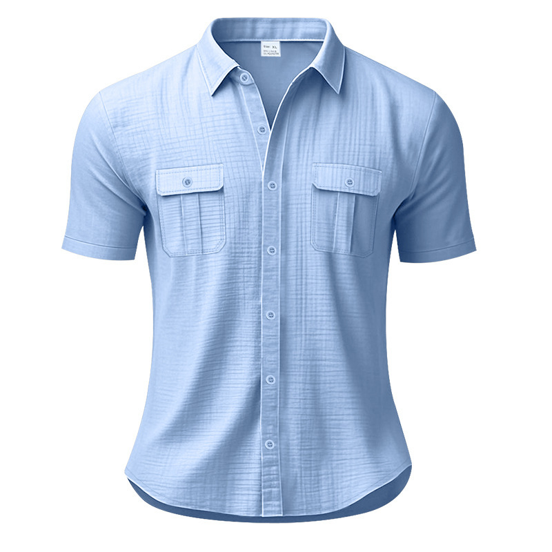 Linen Short Sleeve Shirt, Summer Casual Button Down for Men NDF-00037