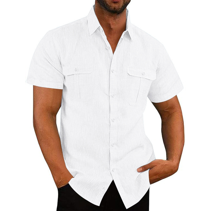 Linen Short Sleeve Shirt, Summer Casual Button Down for Men NDF-00037