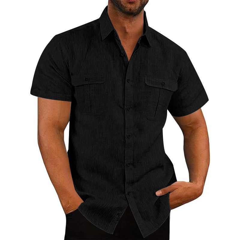 Linen Short Sleeve Shirt, Summer Casual Button Down for Men NDF-00037