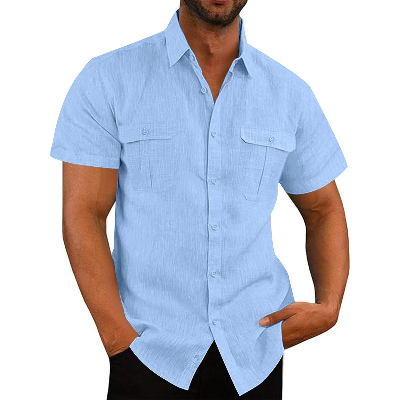 Linen Short Sleeve Shirt, Summer Casual Button Down for Men NDF-00037