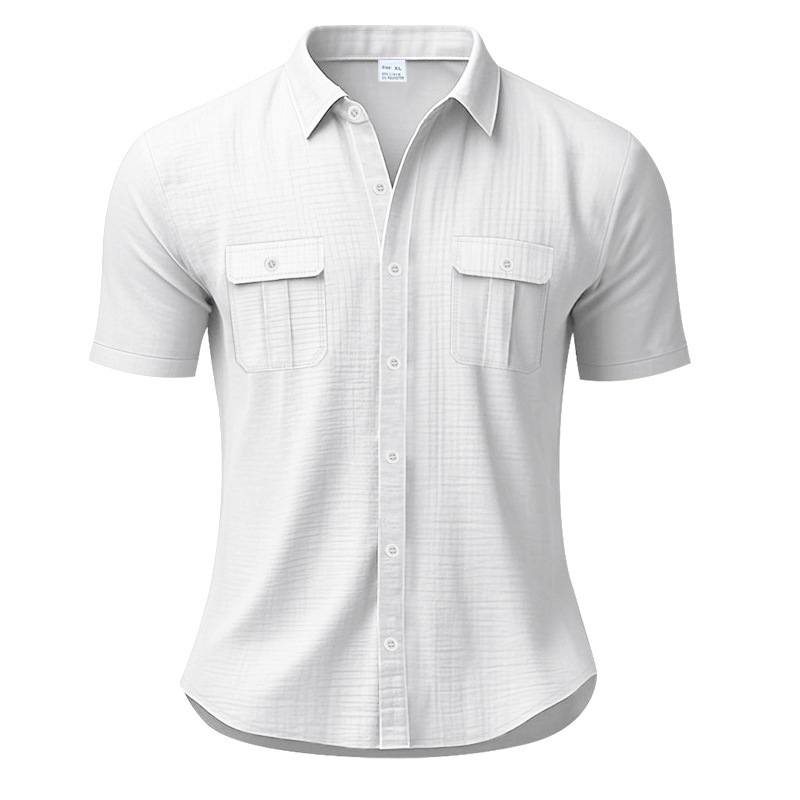 Linen Short Sleeve Shirt, Summer Casual Button Down for Men NDF-00037