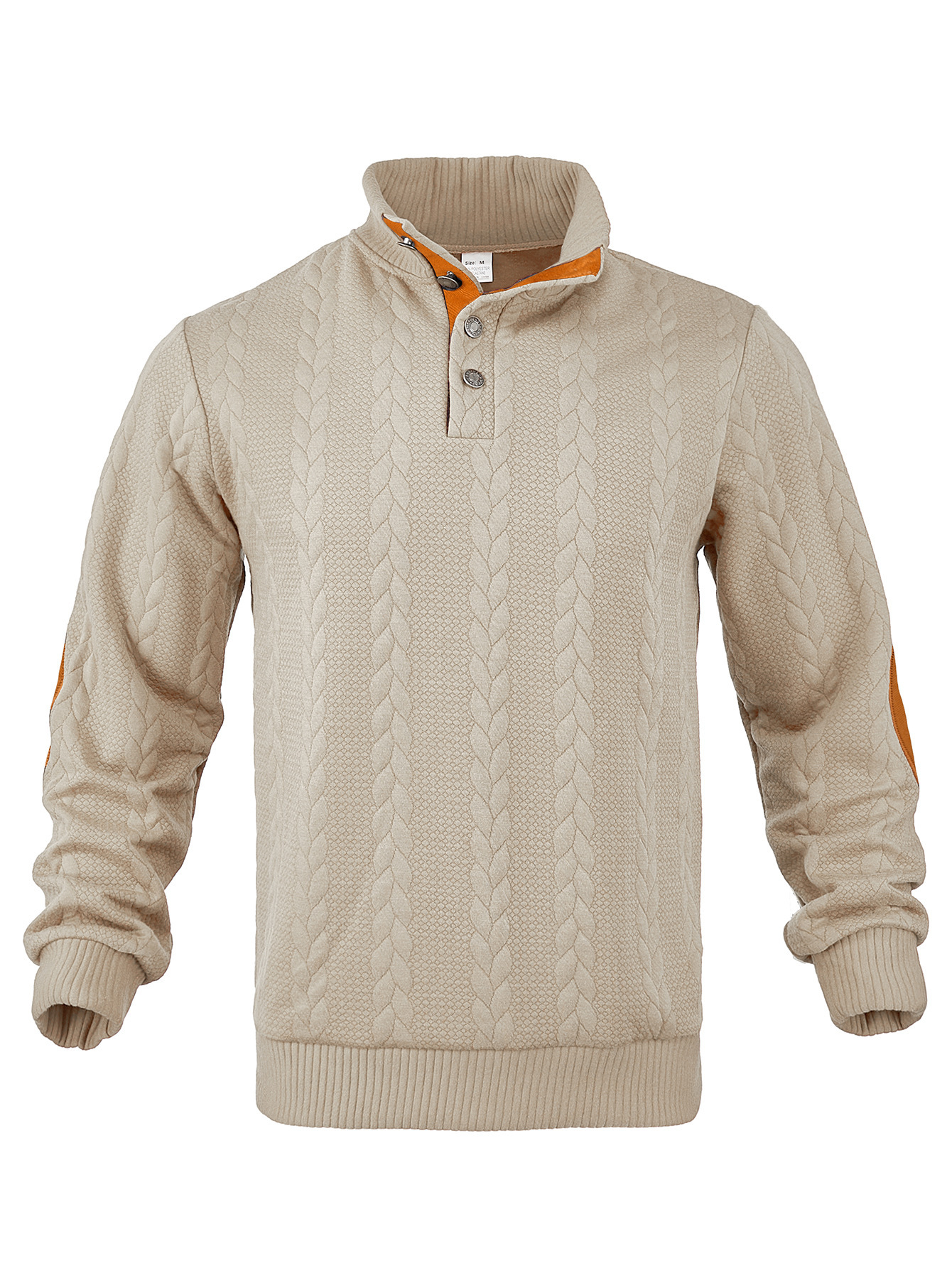 Jacquard Henley Long Sleeve Embroidered Sweatshirt NDF-00006