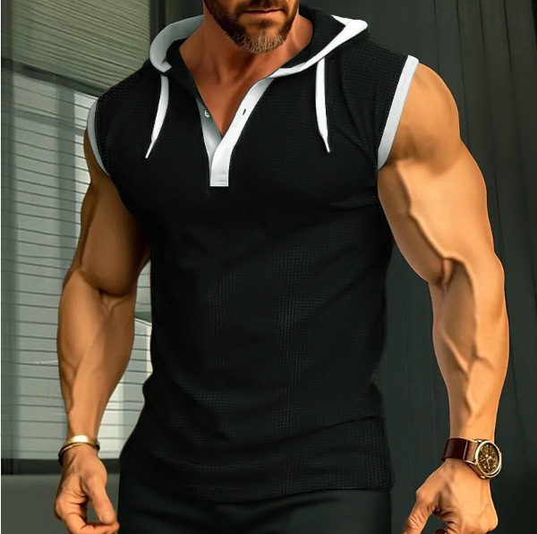 Camiseta sin mangas con capucha de peso pesado NDF-00009