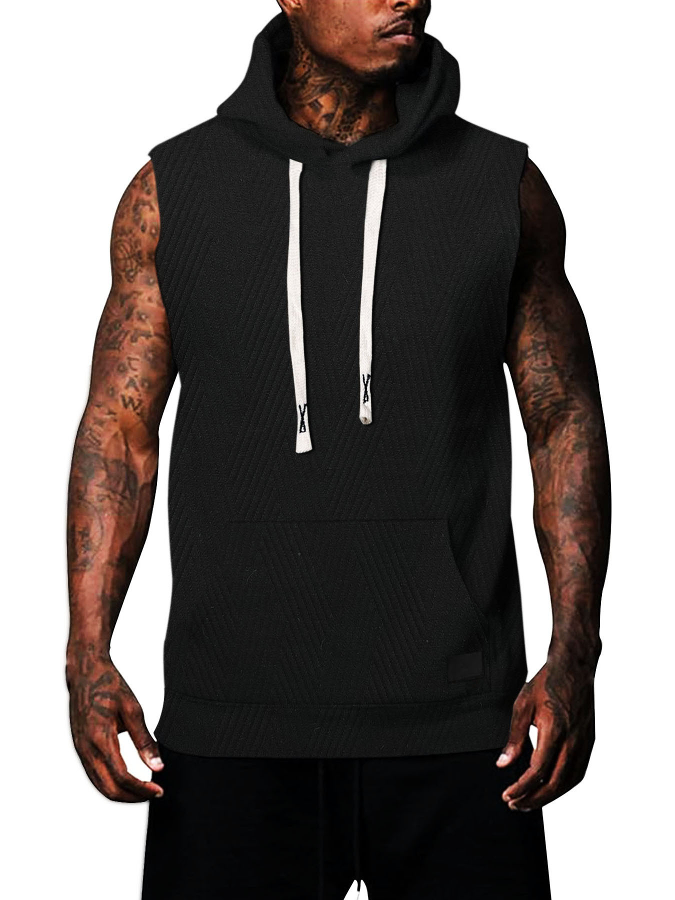Men's Sleeveless Hoodie Tank Top Casual Hip Hop Gym Loose Fit NDF-00010