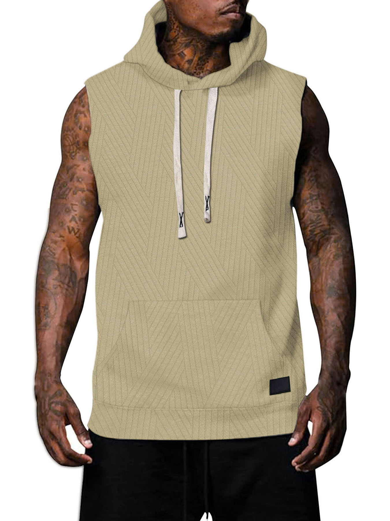 Men's Sleeveless Hoodie Tank Top Casual Hip Hop Gym Loose Fit NDF-00010
