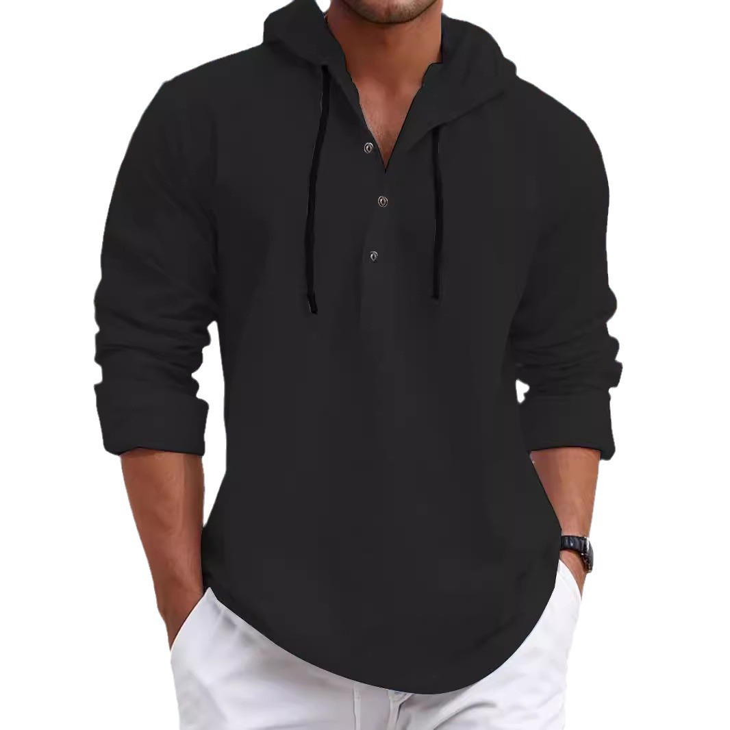 Cotton Blend Pullover Hoodie Long Sleeve Casual Sweatshirt NDF-00007