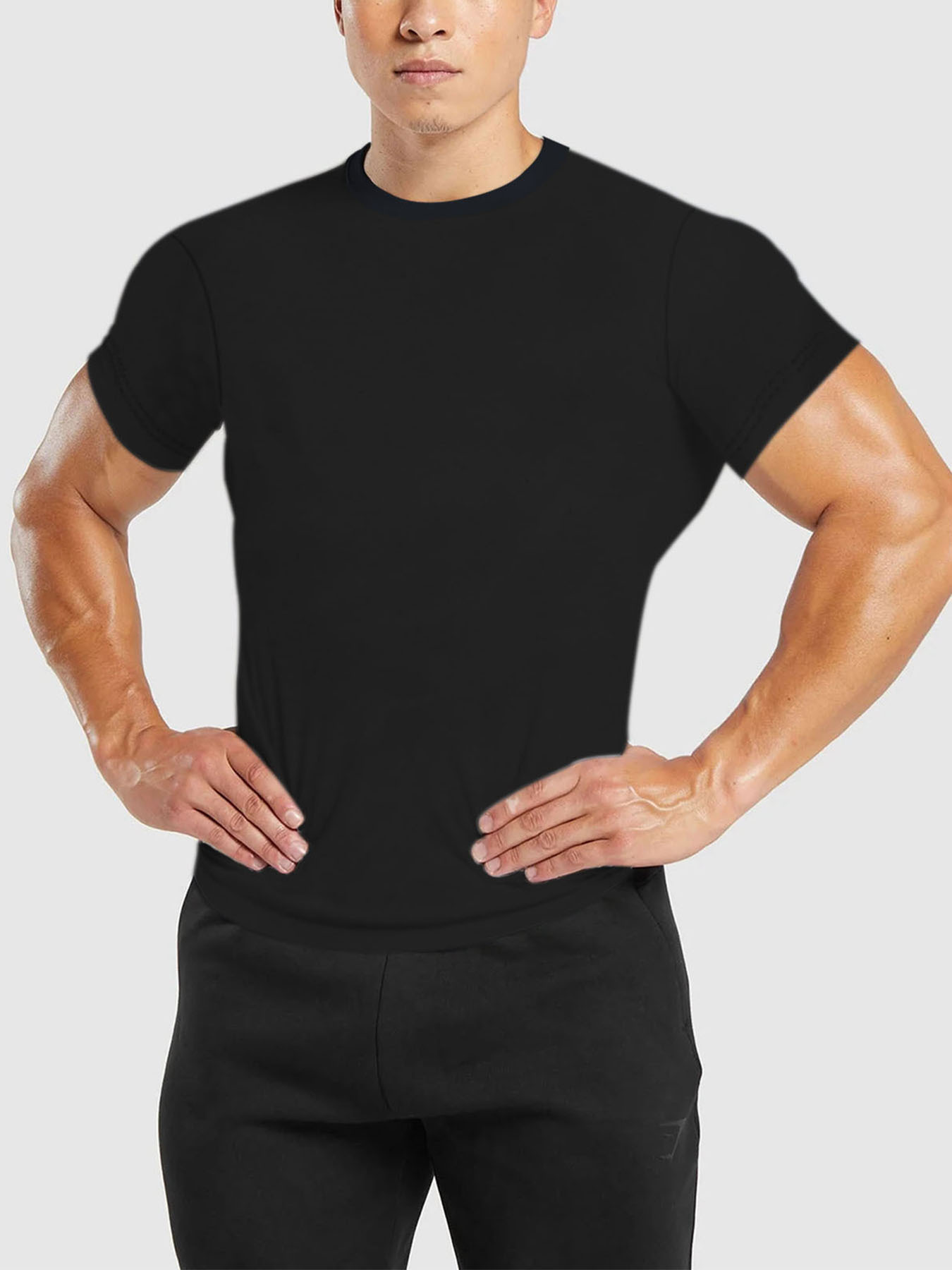 Men's Solid Color Quick Dry Breathable Crew Neck T-Shirt NDF-00012