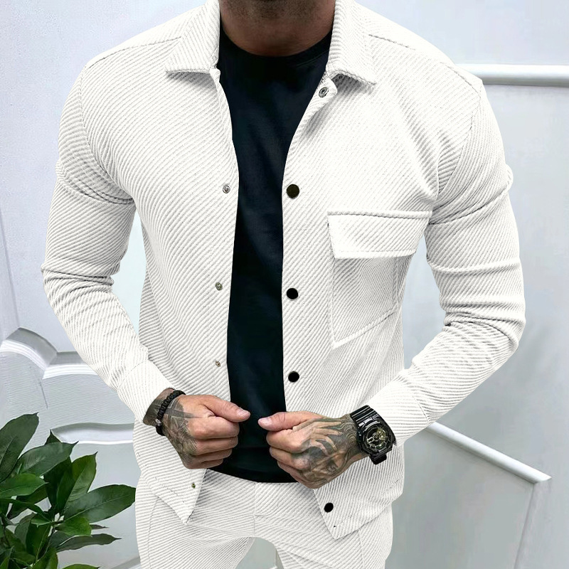 Heavyweight Twill Long Sleeve Shirt Slim Fit Casual Jacket NDF-00008
