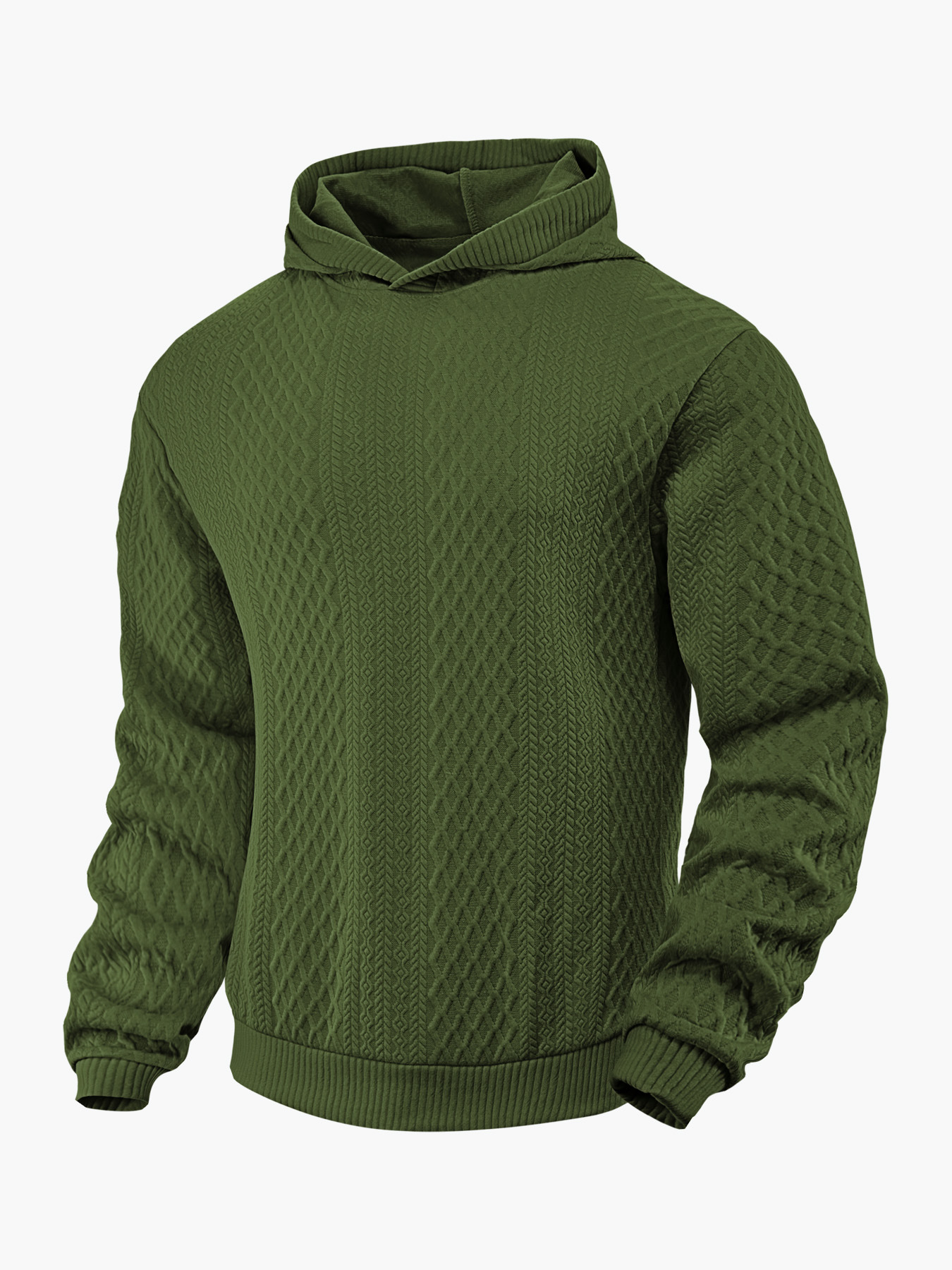 Men's Solid Color Jacquard Hoodie Pullover - Spring Lightweight NDF-00007