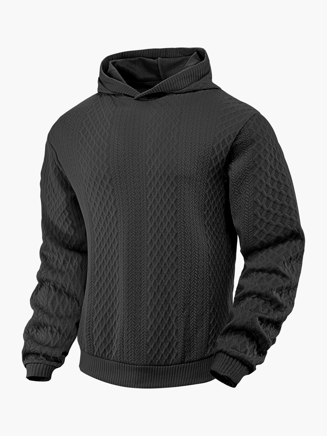 Men's Solid Color Jacquard Hoodie Pullover - Spring Lightweight NDF-00007