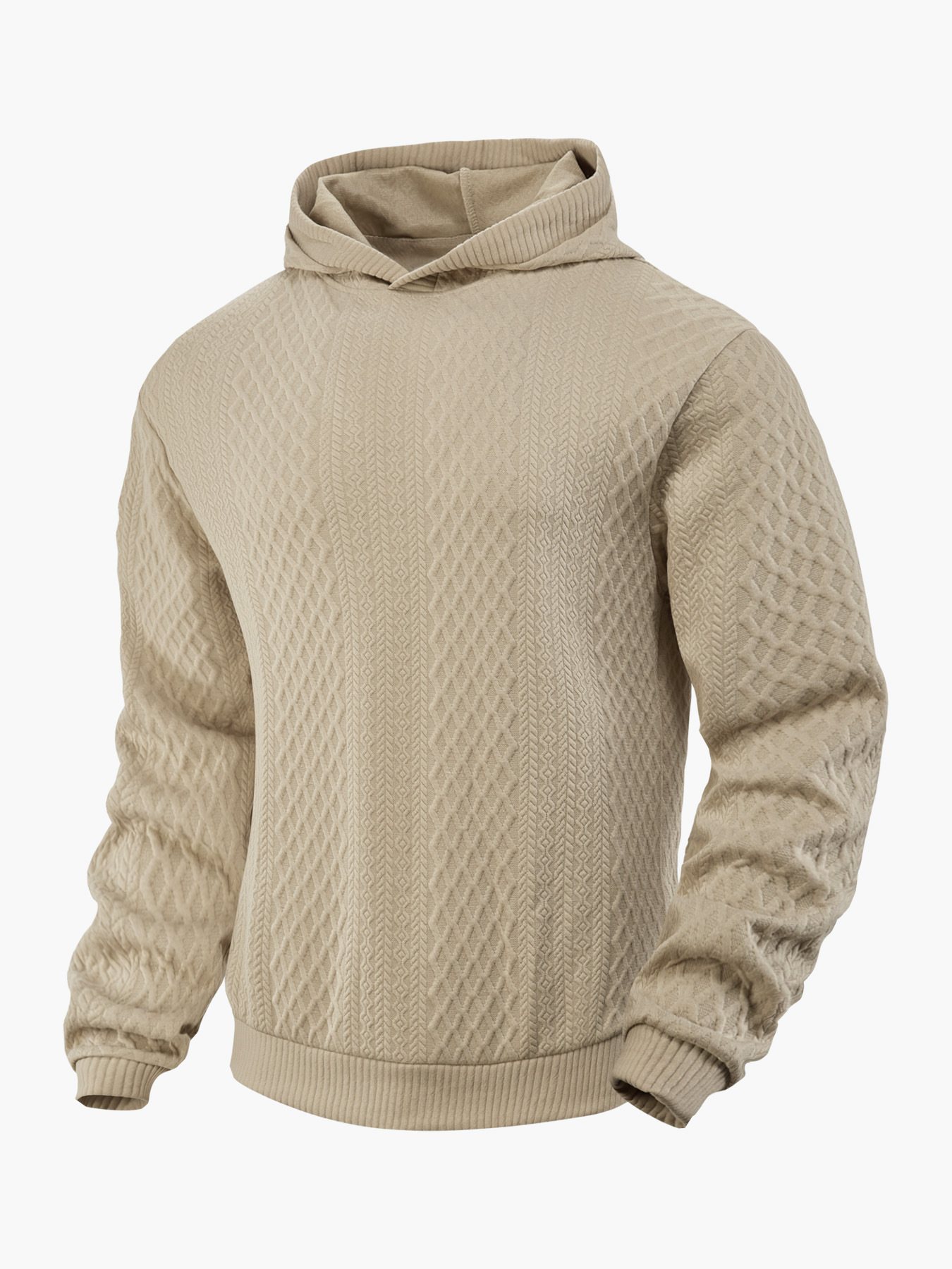 Men's Solid Color Jacquard Hoodie Pullover - Spring Lightweight NDF-00007