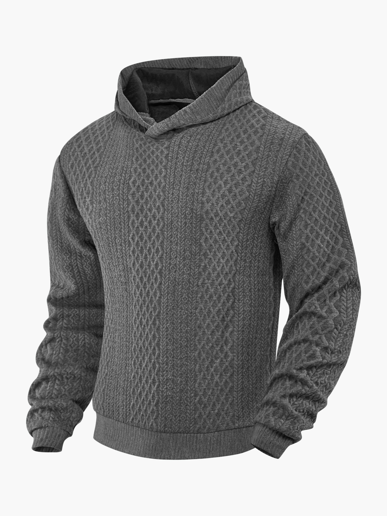 Men's Solid Color Jacquard Hoodie Pullover - Spring Lightweight NDF-00007
