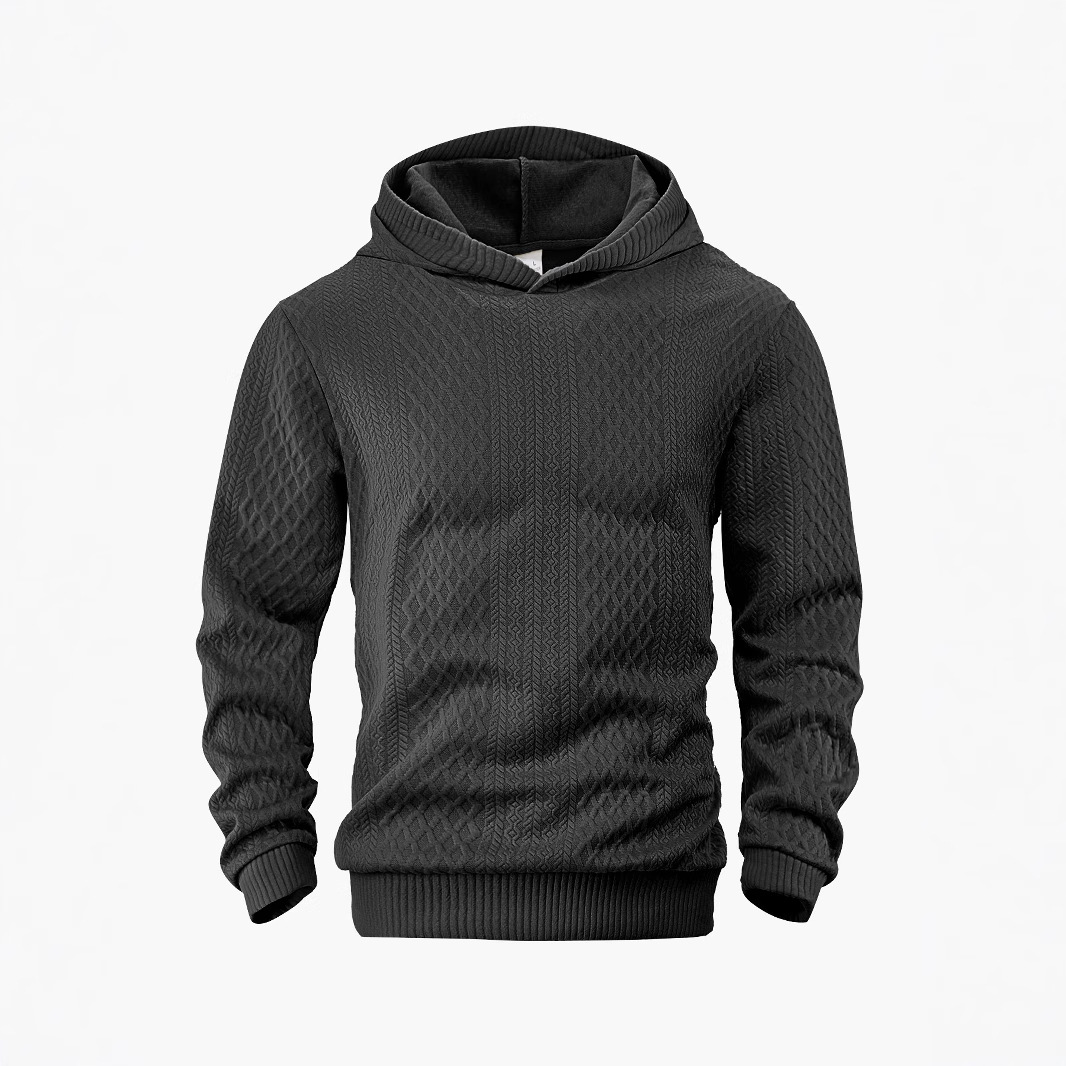 Men's Solid Color Jacquard Hoodie Pullover - Spring Lightweight NDF-00007