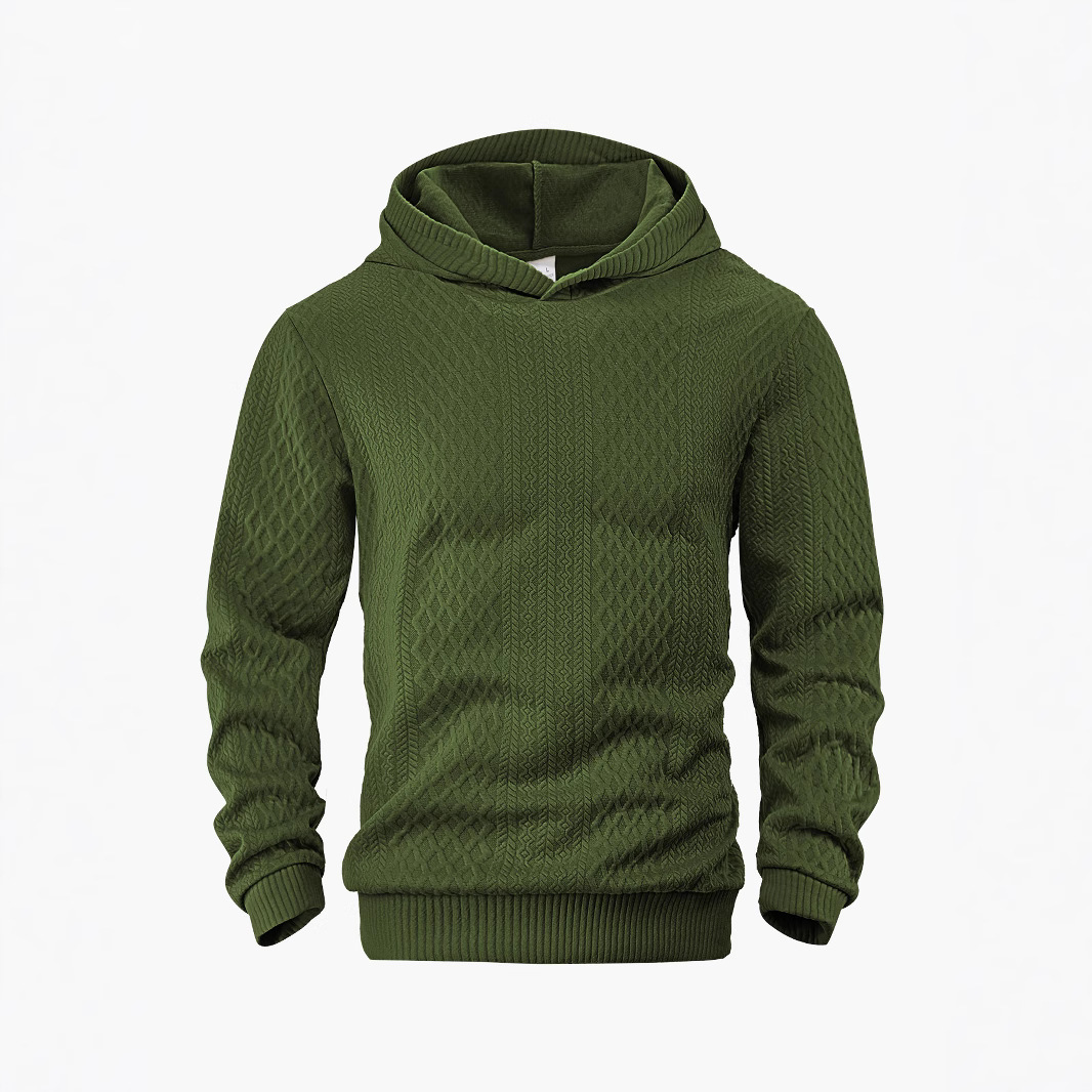 Men's Solid Color Jacquard Hoodie Pullover - Spring Lightweight NDF-00007