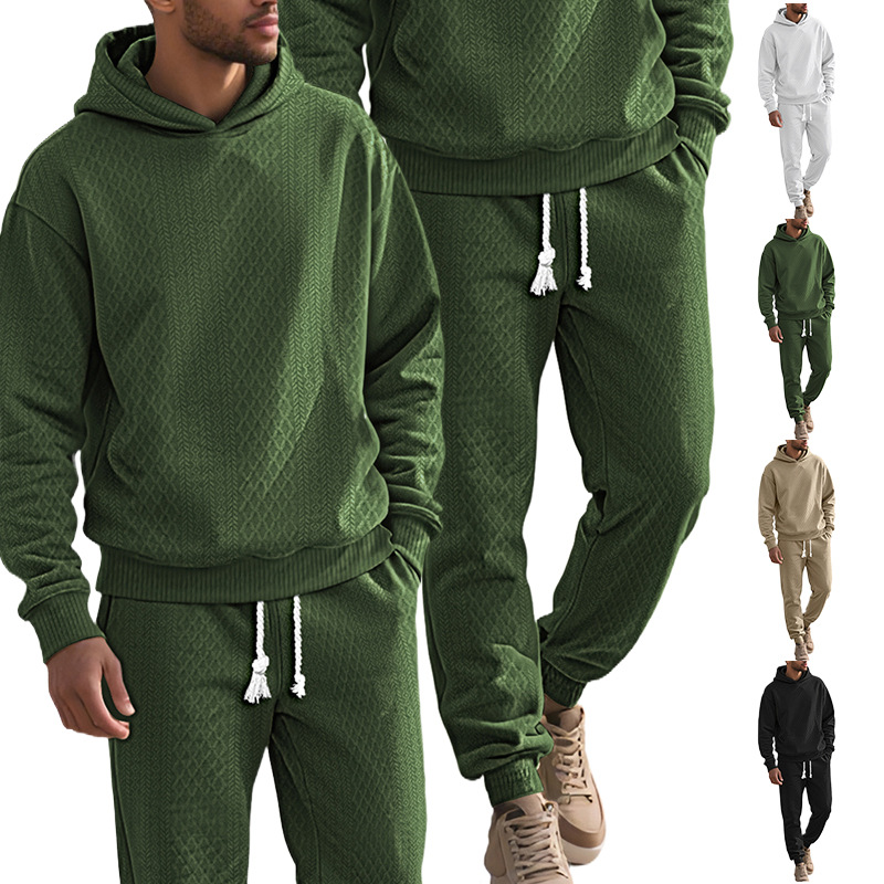 Men's Jacquard Hoodie Sweatshirt Tracksuit - Oversized Casual Long Sleeve NDF-00040