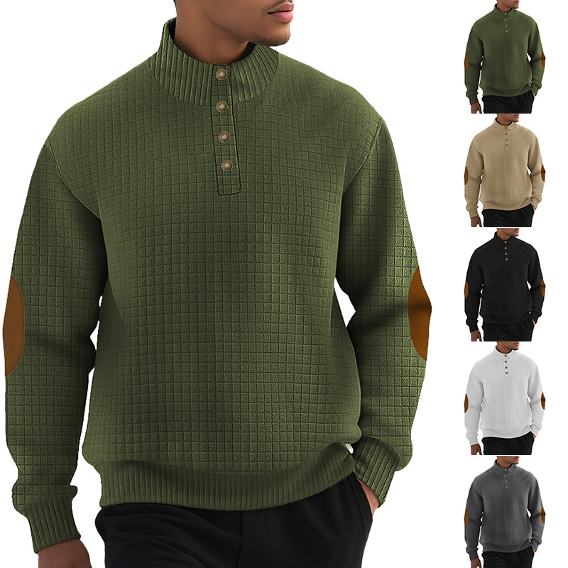 Fleece Men's Casual Sweatshirt Plaid Zip-Up Suede Embroidered NDF-00008