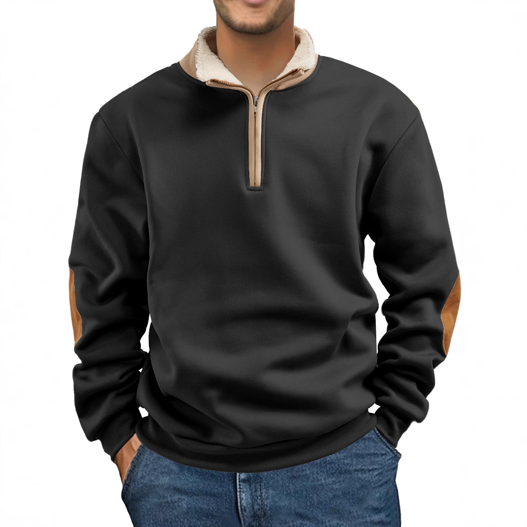 Retro Embroidered Half-Zip Men's Long Sleeve Sweatshirt NDF-00009