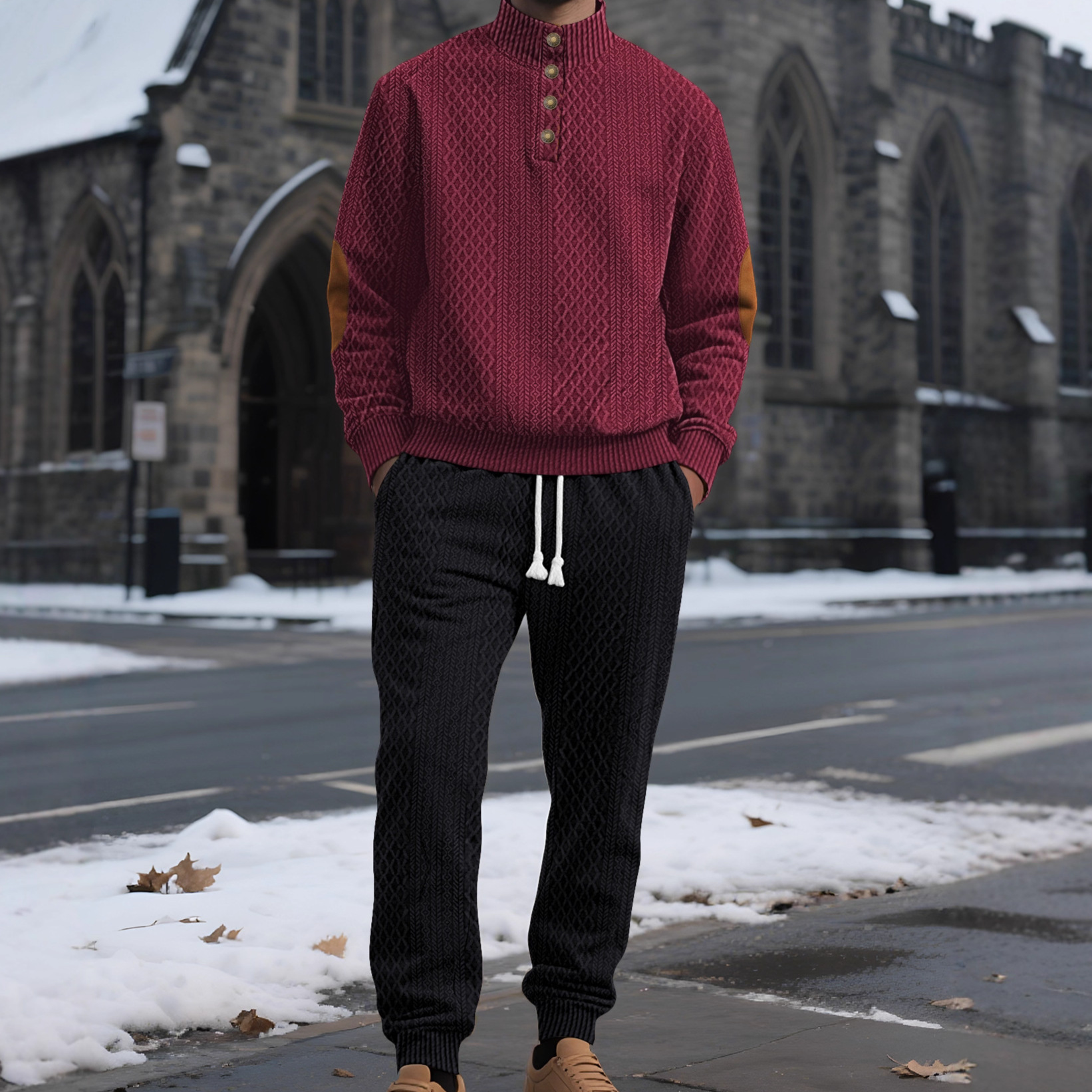 Men's Jacquard Tracksuit Set - Casual Athletic Business Custom NDF-00042