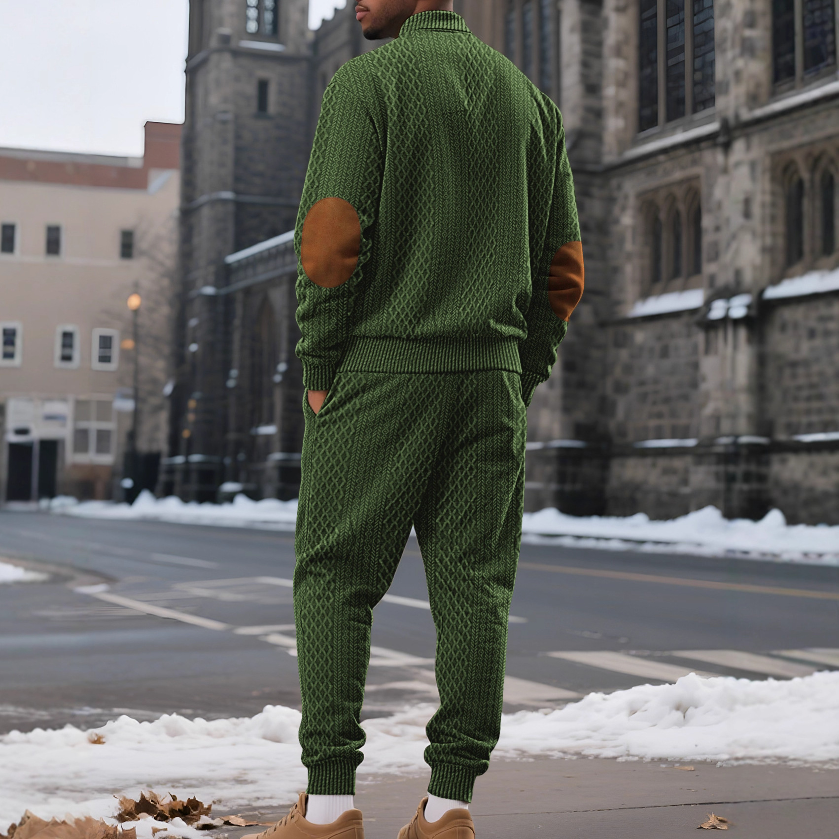 Men's Jacquard Tracksuit Set - Casual Athletic Business Custom NDF-00042