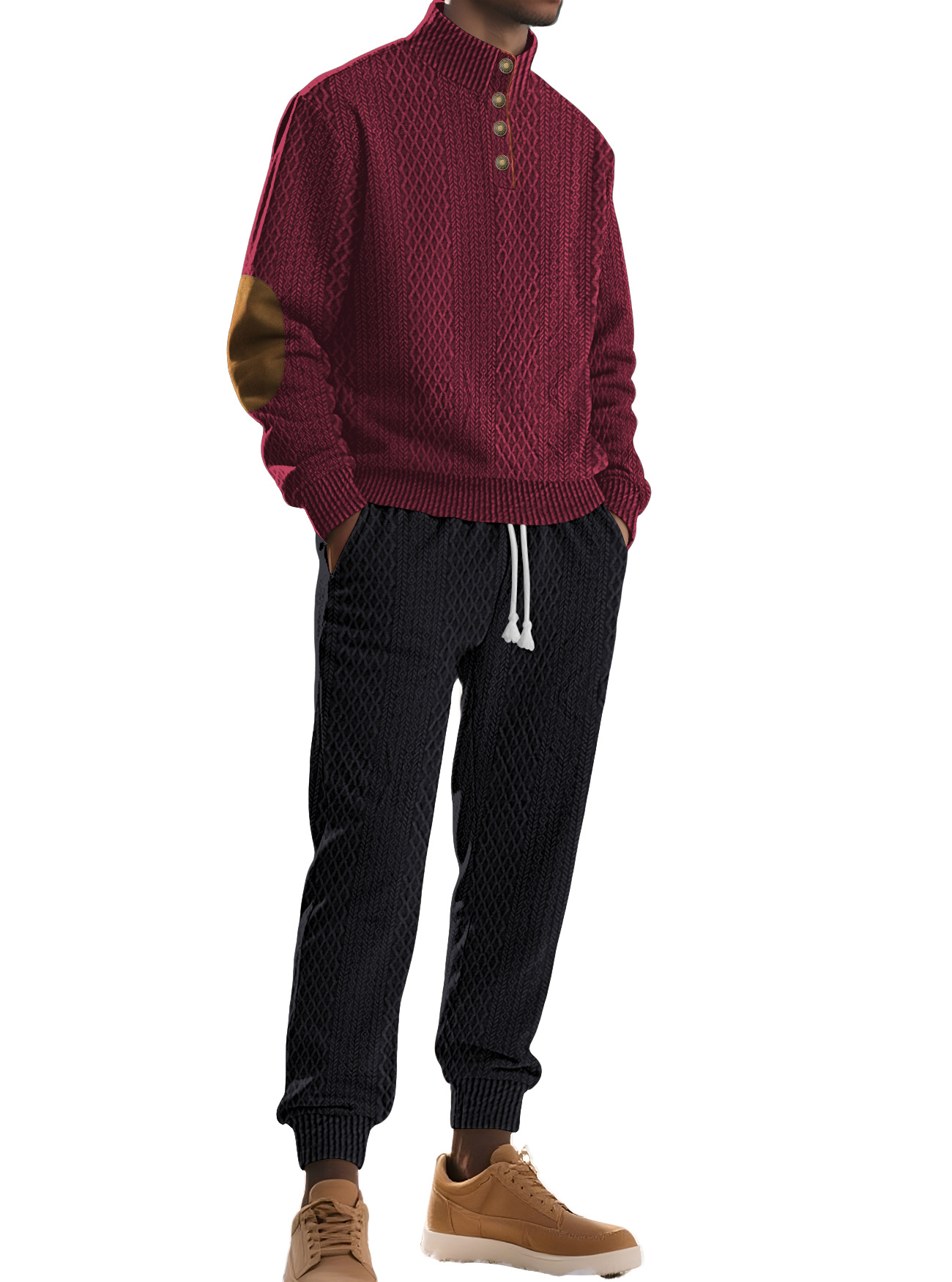 Men's Jacquard Tracksuit Set - Casual Athletic Business Custom NDF-00042