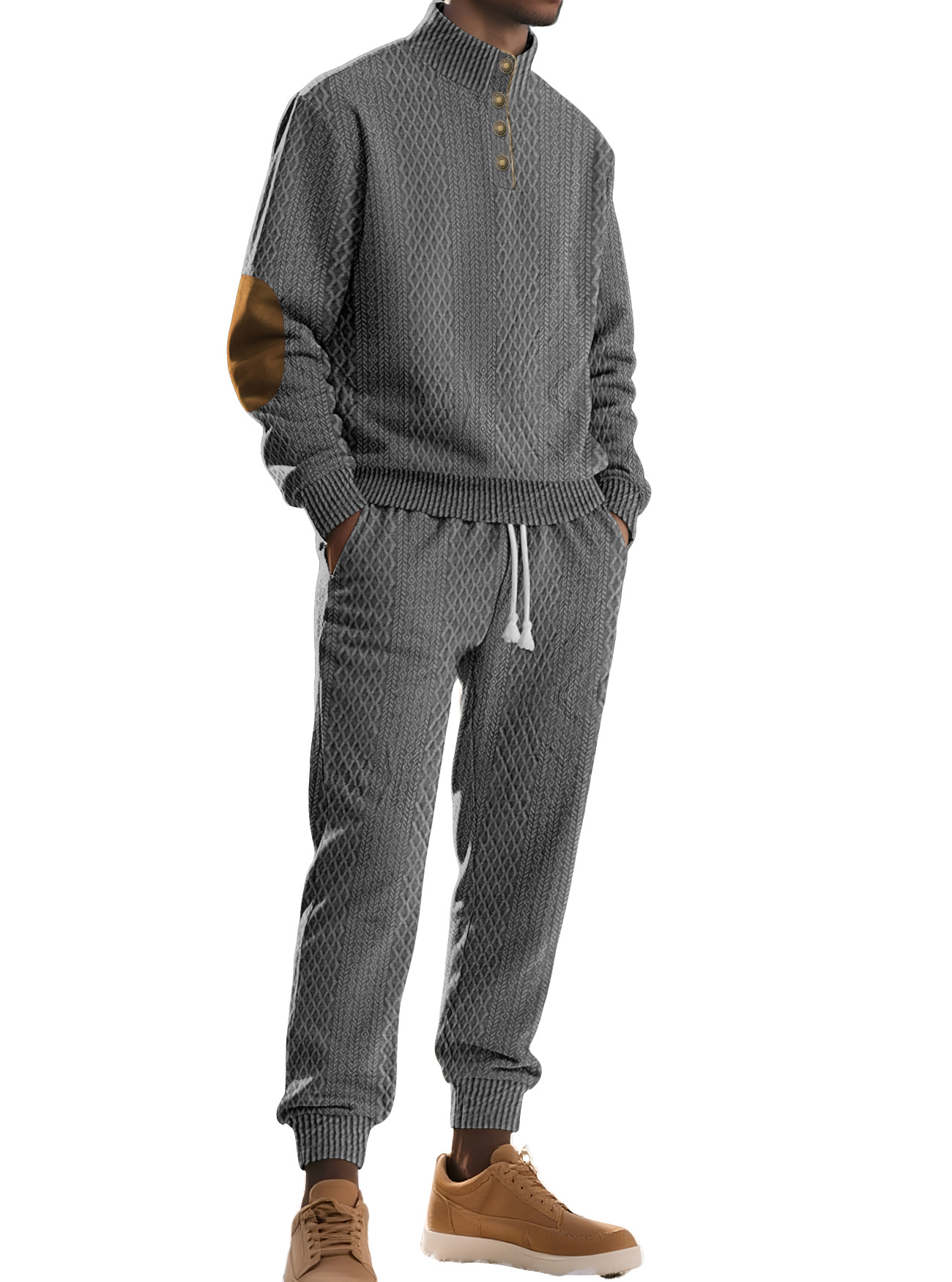 Men's Jacquard Tracksuit Set - Casual Athletic Business Custom NDF-00042