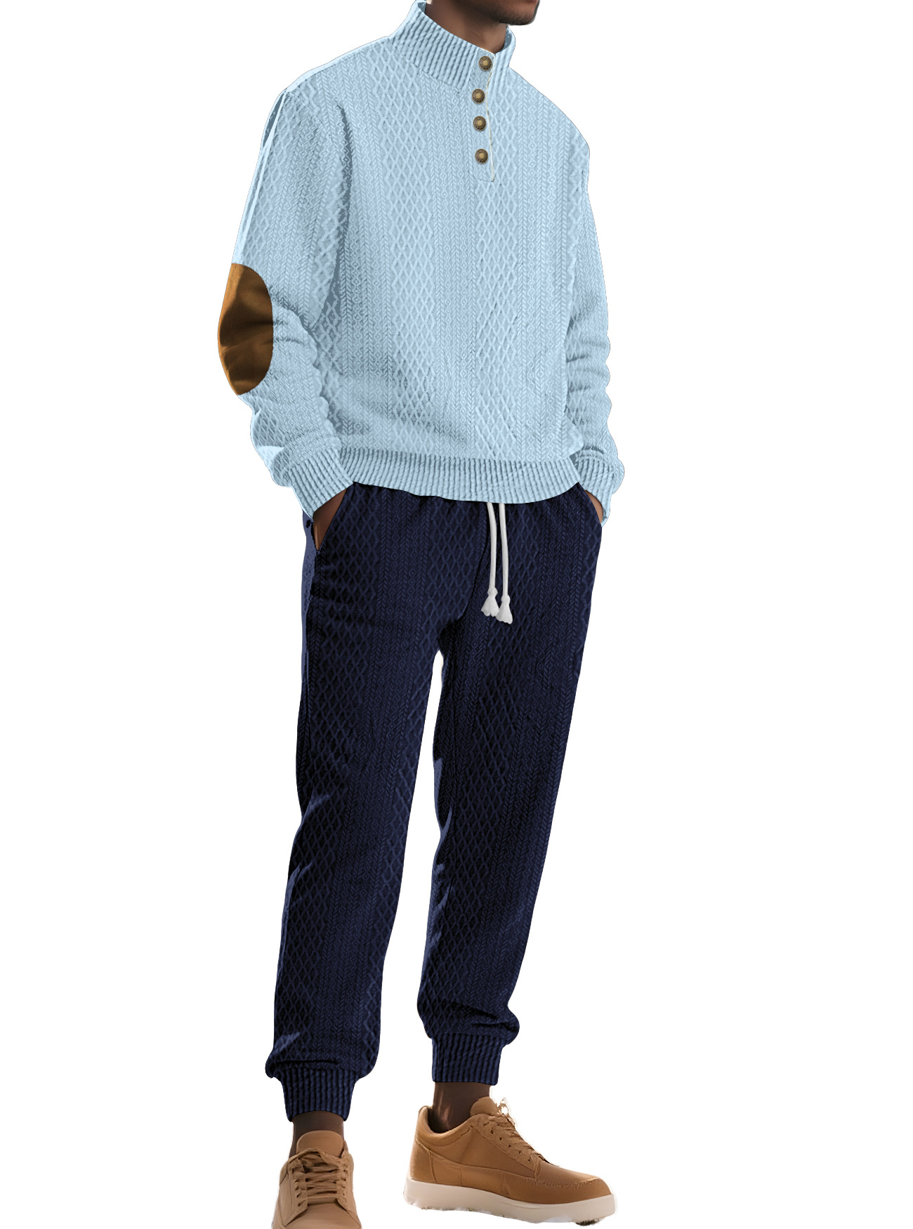 Men's Jacquard Tracksuit Set - Casual Athletic Business Custom NDF-00042