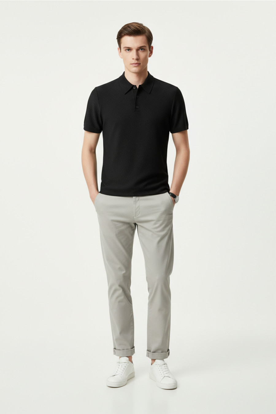 Ice Silk Polo Shirt Men's Summer Solid Color Breathable NDF-00015