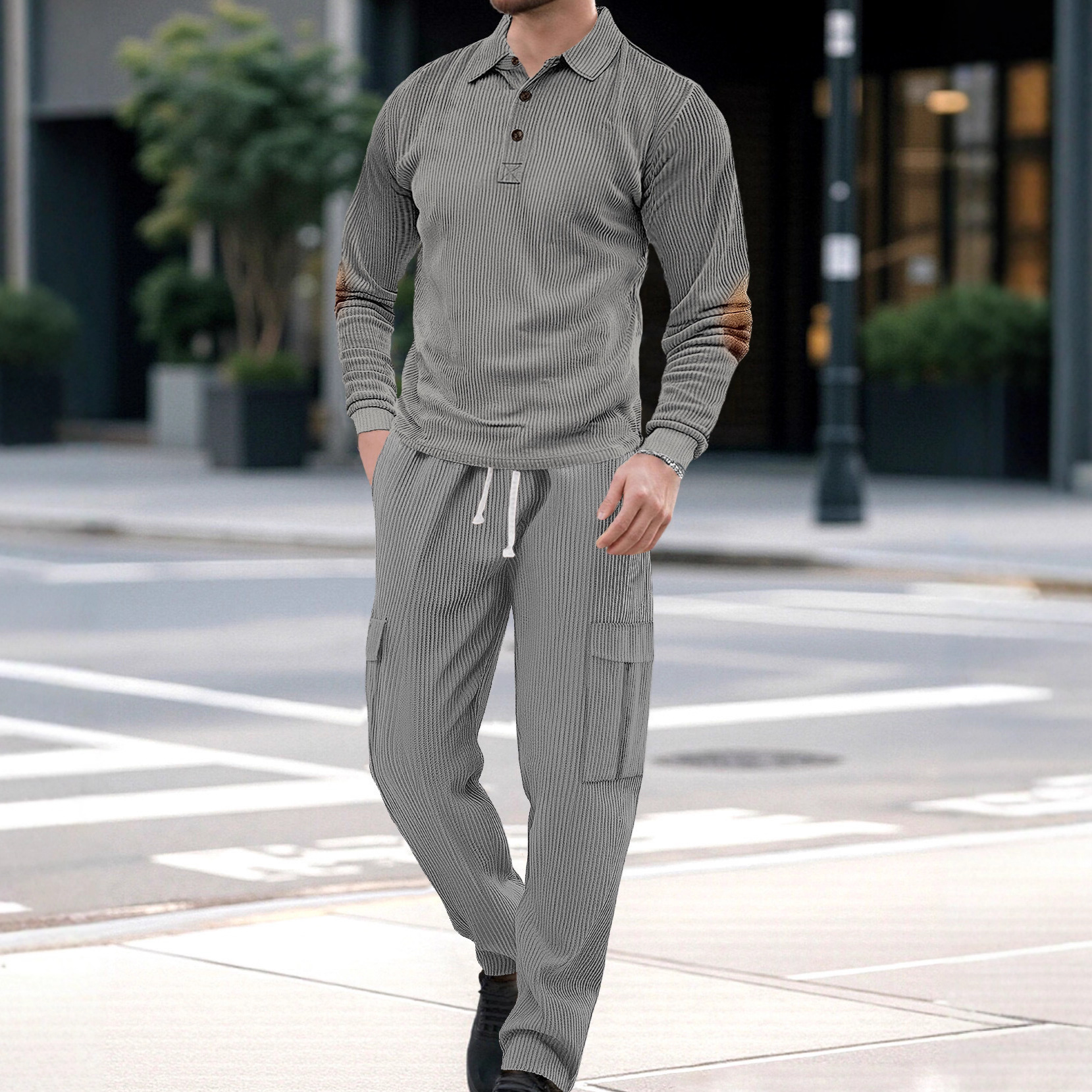 Casual Men's Tracksuit Long Sleeve Printed Two Piece Set NDF-00043