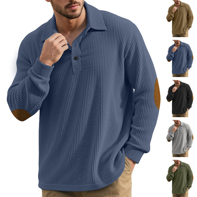 Corduroy Men's Pullover Polo Sweatshirt - Street Style NDF-00016