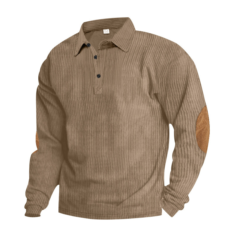 Corduroy Men's Pullover Polo Sweatshirt - Street Style NDF-00016