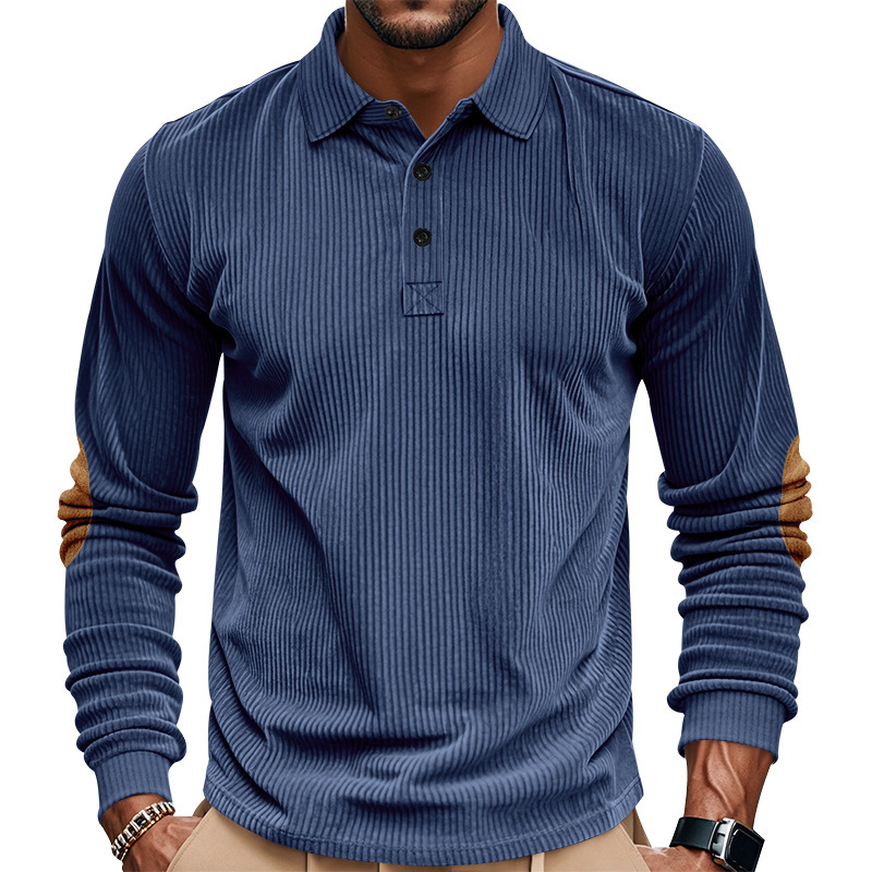 Corduroy Men's Pullover Polo Sweatshirt - Street Style NDF-00016
