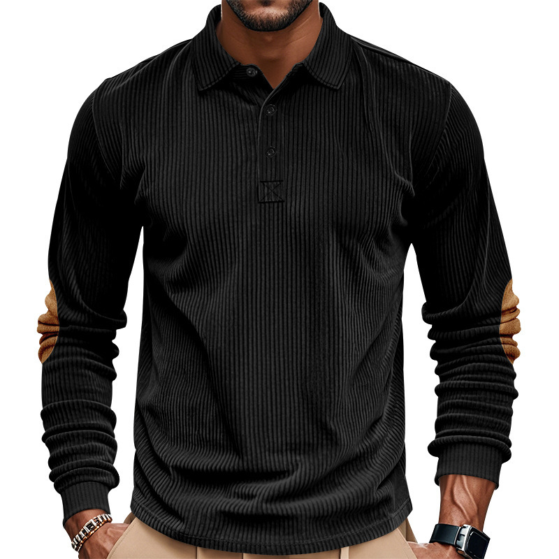 Corduroy Men's Pullover Polo Sweatshirt - Street Style NDF-00016