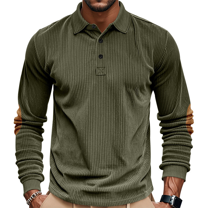 Corduroy Men's Pullover Polo Sweatshirt - Street Style NDF-00016