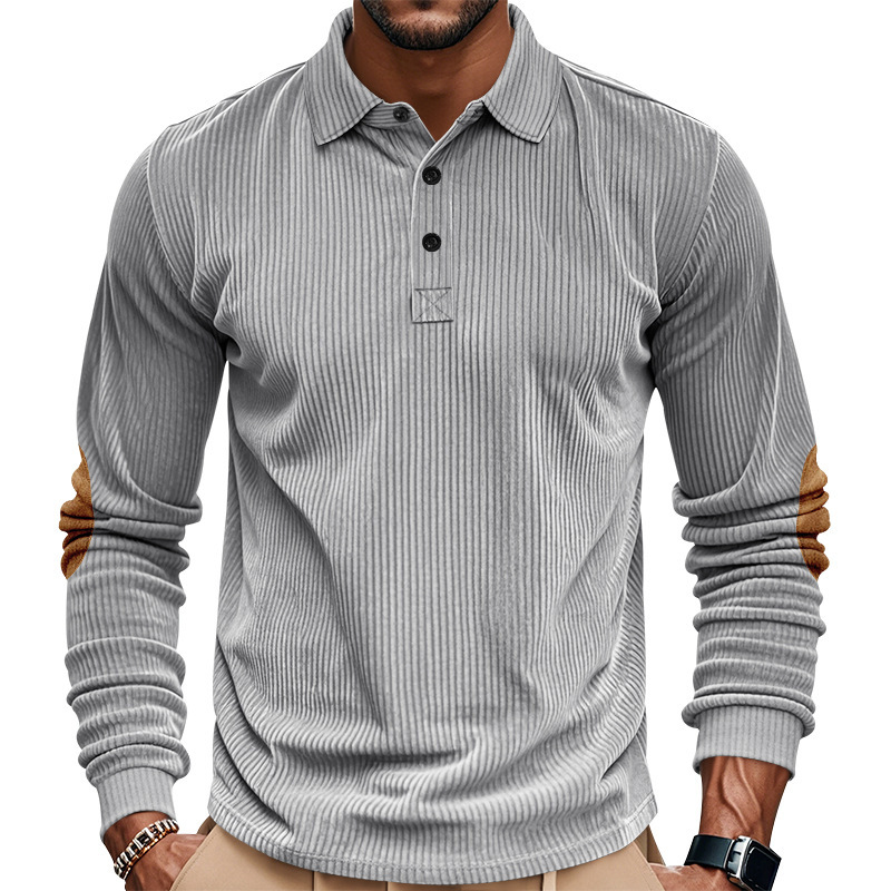 Corduroy Men's Pullover Polo Sweatshirt - Street Style NDF-00016