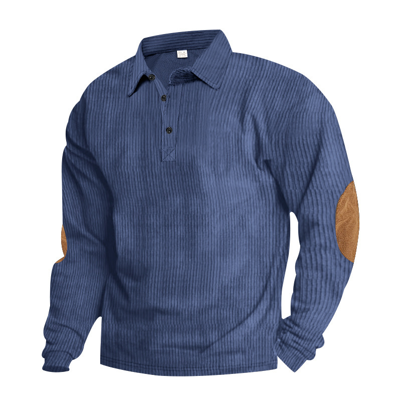 Corduroy Men's Pullover Polo Sweatshirt - Street Style NDF-00016